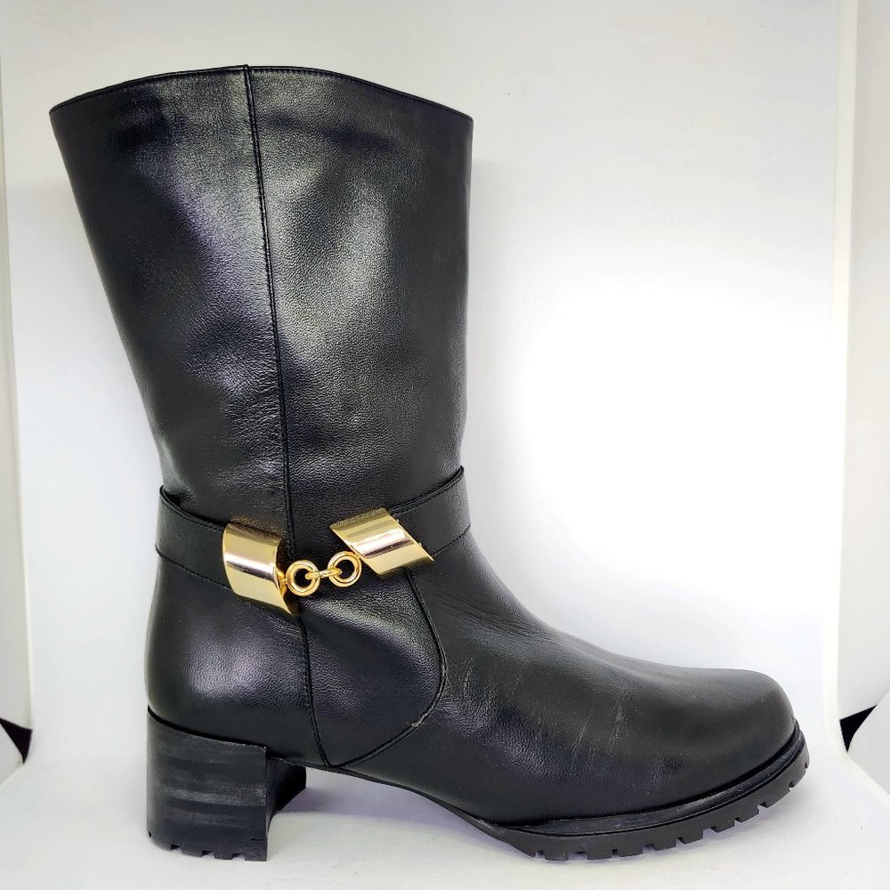 Stuart Weitzman Women's Black Leather Boots W/Faux Fur Lining Size 6